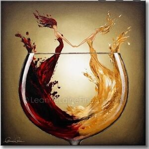 Red and Gold Wine Art Leanne LAINE Mixefd MEDIA COA Ring Around The Rosy Canvas